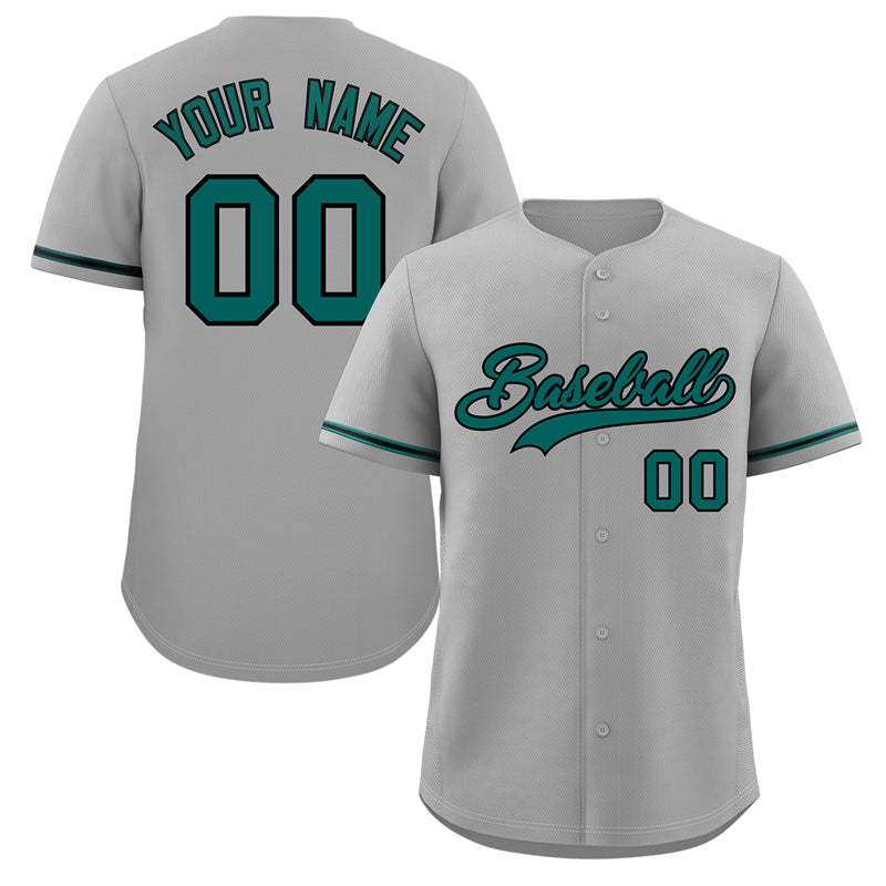 Custom Gray Aqua-Black Classic Style Authentic Baseball Jersey