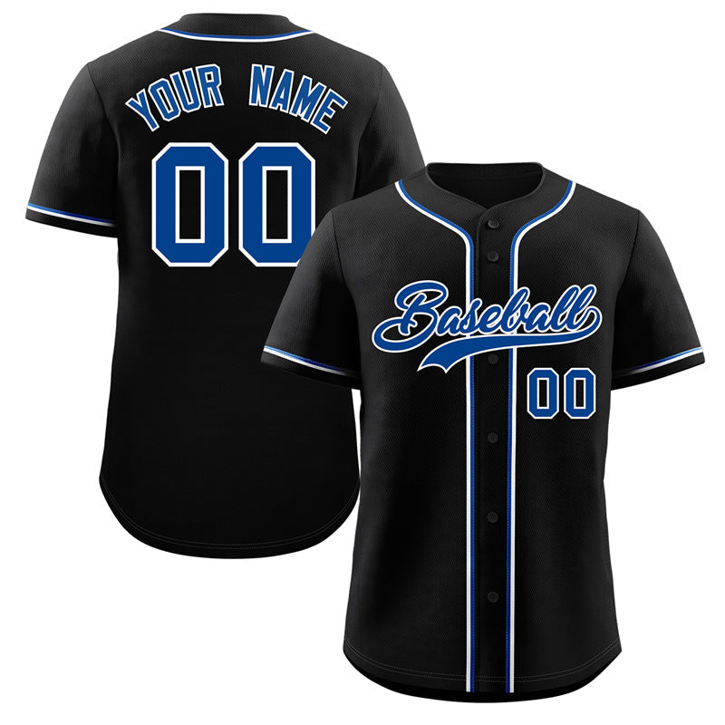 Custom Black Royal-White Classic Style Authentic Baseball Jersey