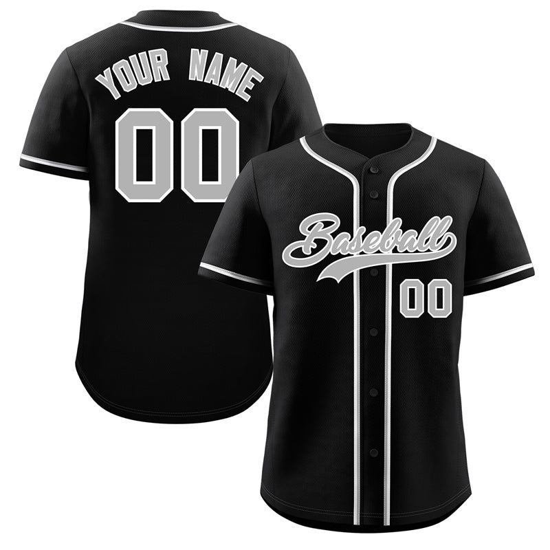 Custom Black Gray-White Classic Style Authentic Baseball Jersey