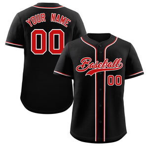 Maillot de baseball authentique de style classique noir rouge-blanc personnalisé