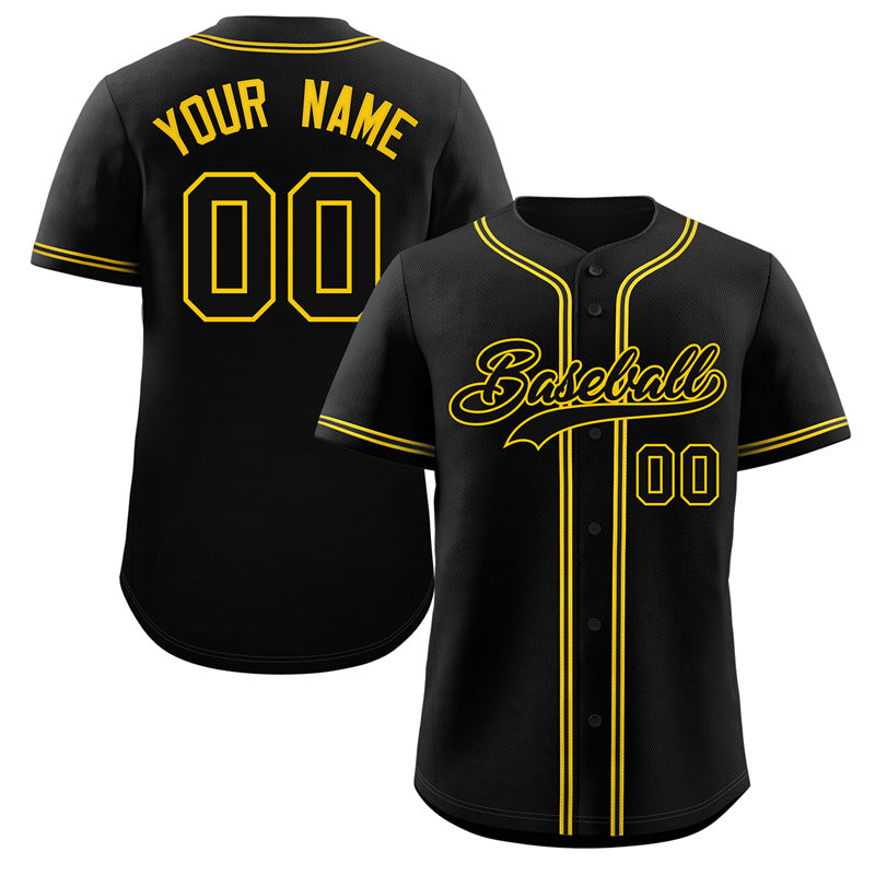 Maillot de baseball authentique de style classique jaune noir personnalisé