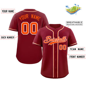 Custom Crimson Orange-White Classic Style Authentic Baseball Jersey