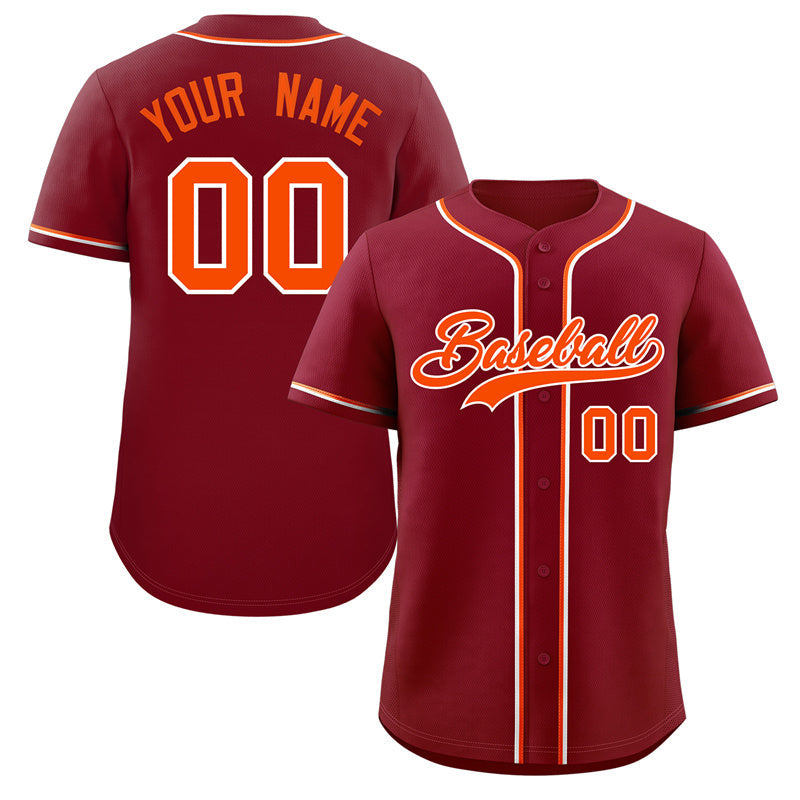 Custom Crimson Orange-White Classic Style Authentic Baseball Jersey