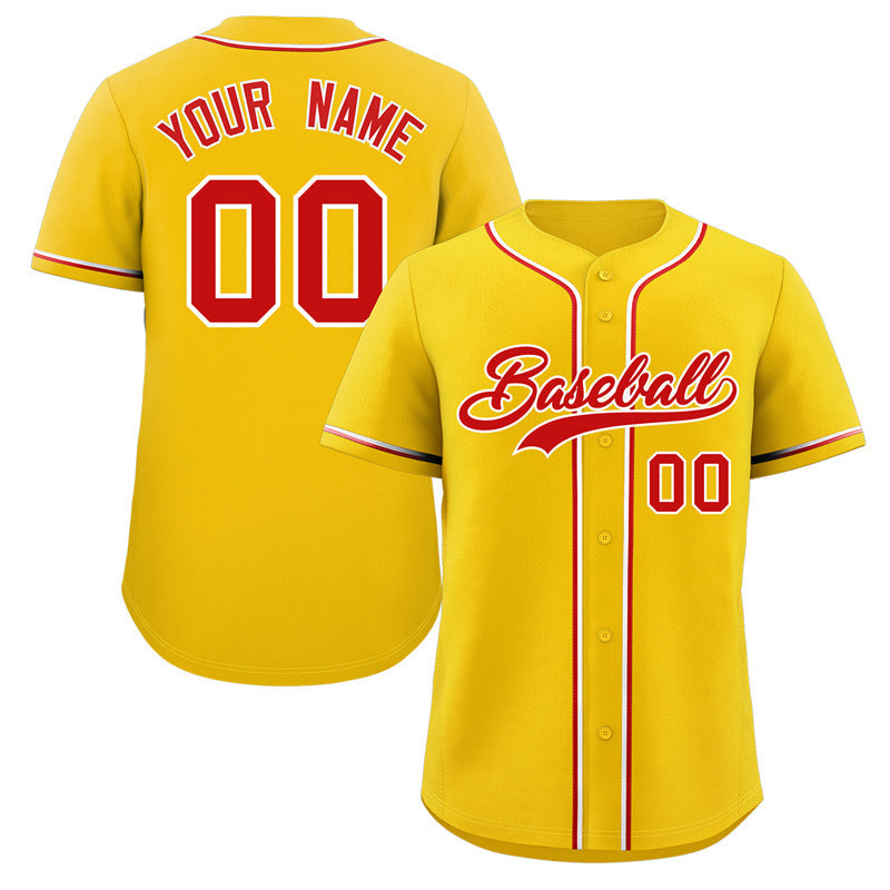 Custom Yellow Red-White Classic Style Authentic Baseball Jersey