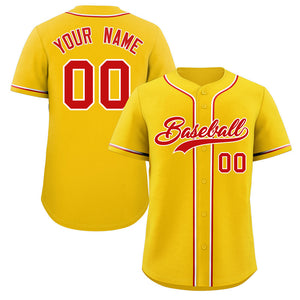 Maillot de baseball authentique de style classique jaune rouge-blanc personnalisé