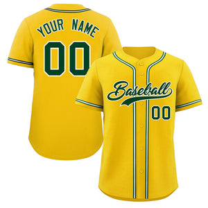 Custom Yellow Green-White Classic Style Authentic Baseball Jersey