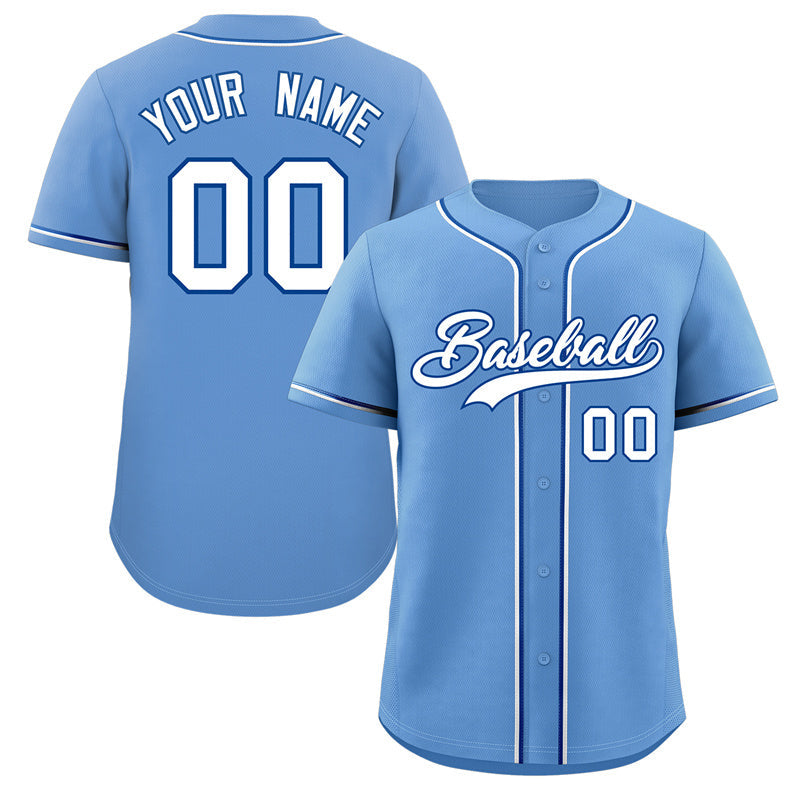 Maillot de baseball authentique de style classique bleu poudre personnalisé-royal