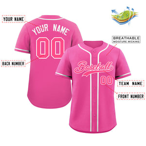 Maillot de baseball authentique de style classique rose blanc-gris personnalisé