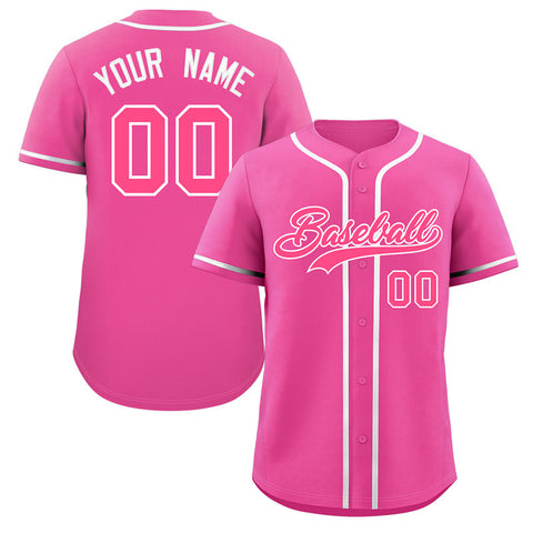 Custom Pink White-Gray Classic Style Authentic Baseball Jersey