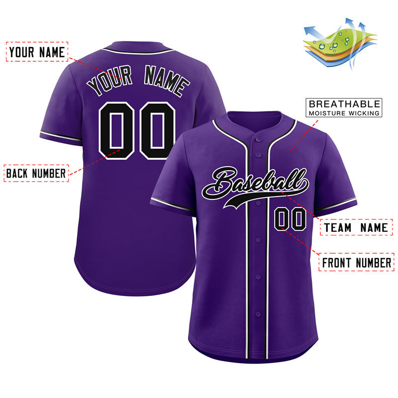 Custom White Purple-Black Authentic Baseball Jersey Women's Size:XL