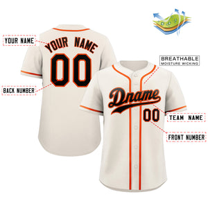 Maillot de baseball authentique de style classique noir-orange crème personnalisé