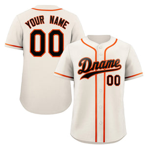 Maillot de baseball authentique de style classique noir-orange crème personnalisé