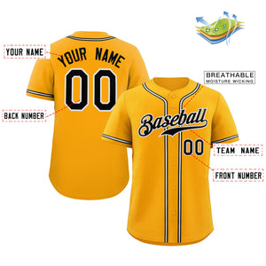 Custom Yellow Black-White Classic Style Authentic Baseball Jersey