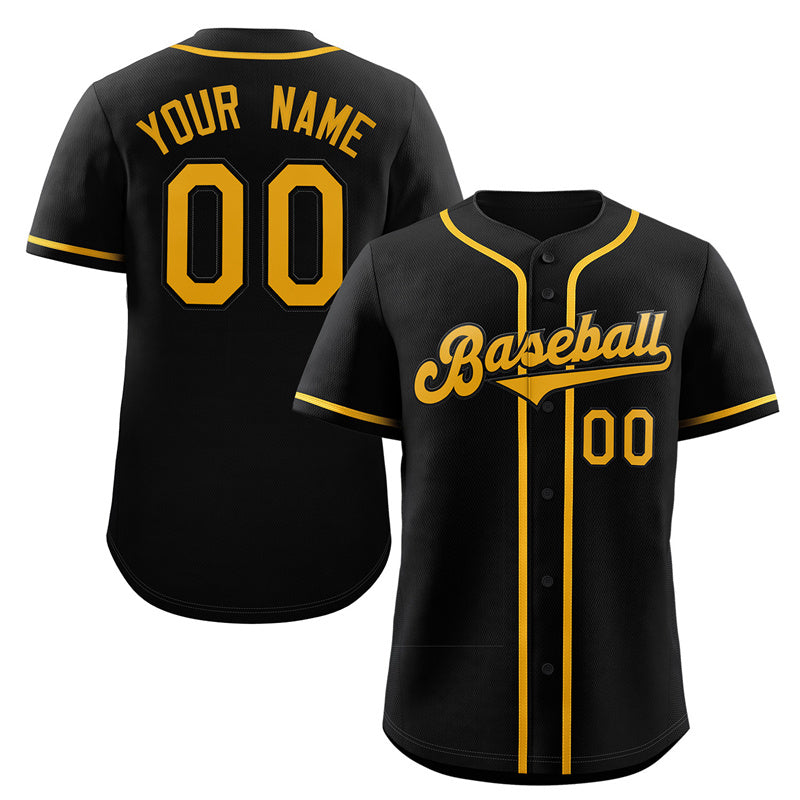 Maillot de baseball authentique de style classique jaune noir personnalisé