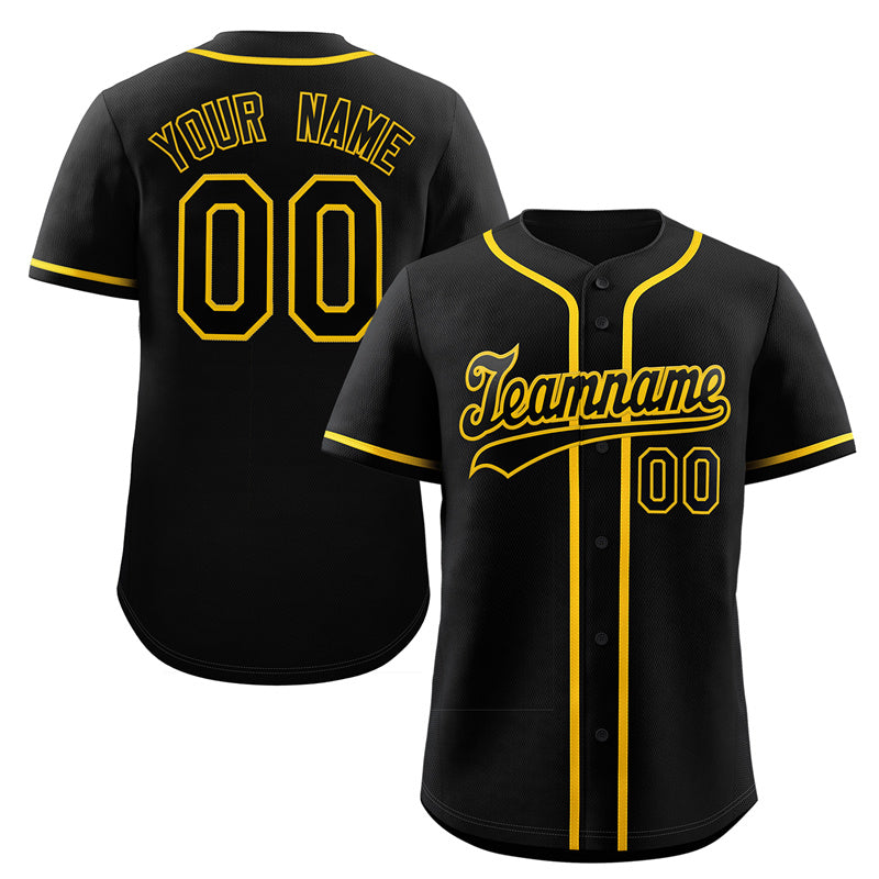 Custom Black Yellow Classic Style Authentic Baseball Jersey