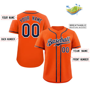 Custom Orange Navy-White Classic Style Authentic Baseball Jersey