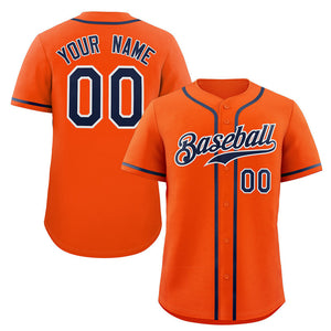 Custom Orange Navy-White Classic Style Authentic Baseball Jersey