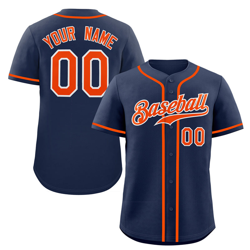 Custom Navy Orange-White Classic Style Authentic Baseball Jersey