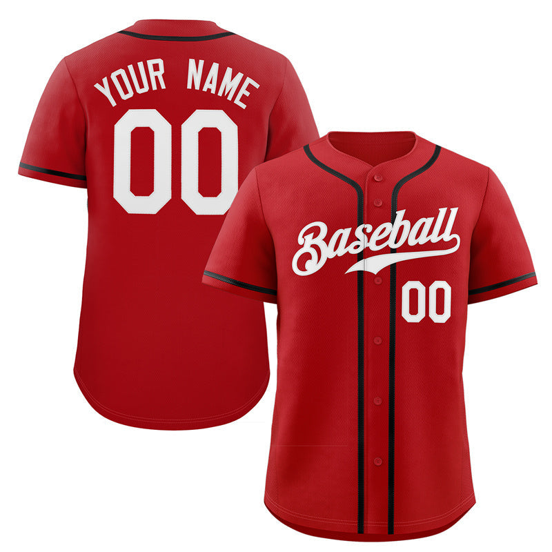 Custom Red White-Black Classic Style Authentic Baseball Jersey