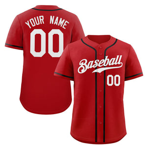 Maillot de baseball authentique de style classique rouge blanc-noir personnalisé