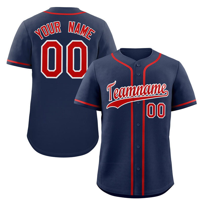 Custom Navy Red-White Classic Style Authentic Baseball Jersey