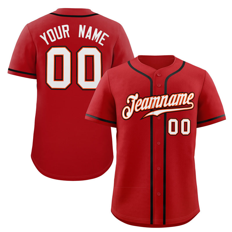 Custom Red White-Black Classic Style Authentic Baseball Jersey