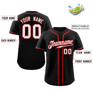 Custom Black White-Red Classic Style Authentic Baseball Jersey