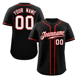 Custom Black White-Red Classic Style Authentic Baseball Jersey