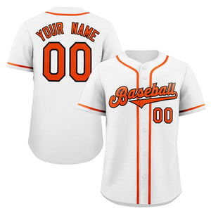 Maillot de baseball authentique de style classique blanc orange-noir personnalisé