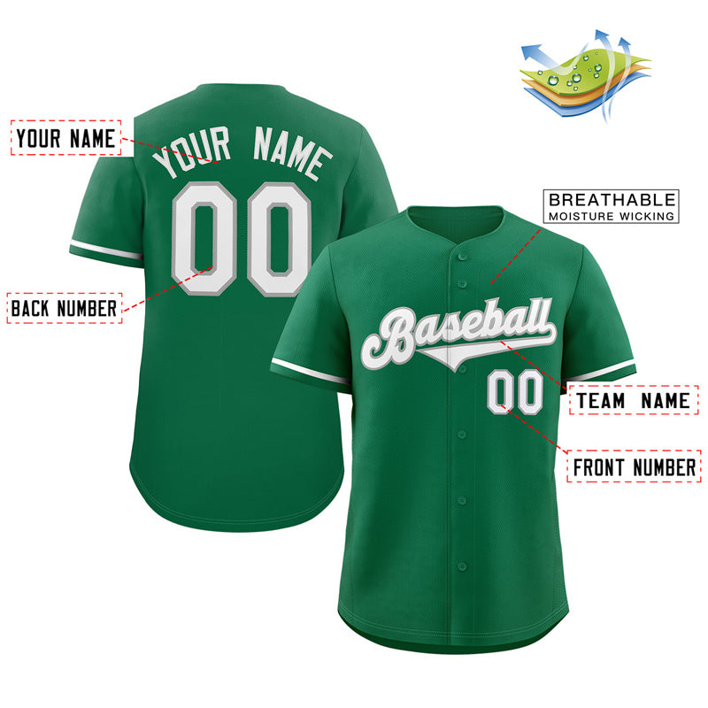 Custom Green White-Gray Solider Classic Style Authentic Baseball Jersey