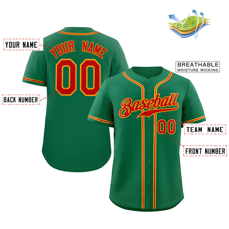 Maillot de baseball authentique de style classique vert rouge-orange personnalisé