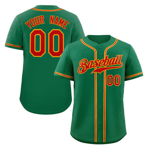 Maillot de baseball authentique de style classique vert rouge-orange personnalisé