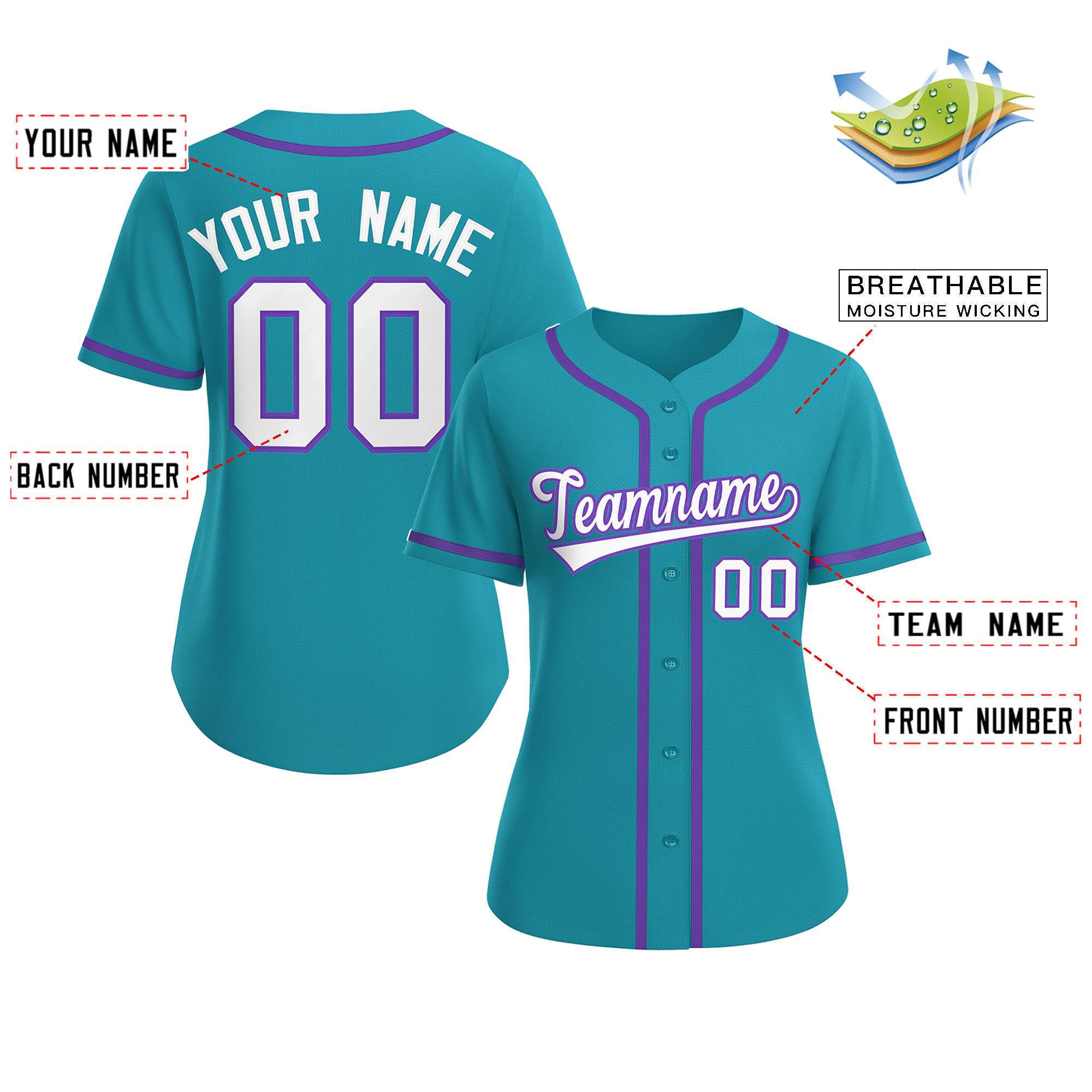 Aqua Baseball Jersey