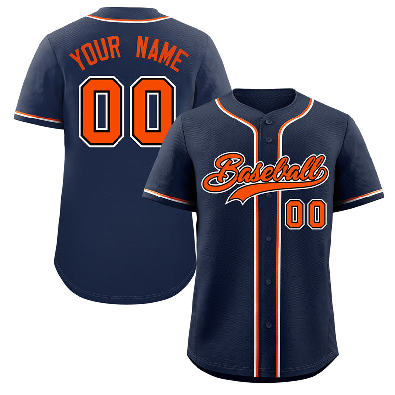 Custom Navy Orange-White Classic Style Authentic Baseball Jersey