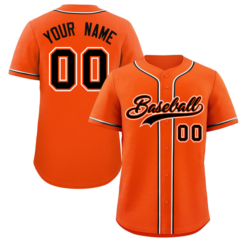 Custom Orange Black-White Classic Style Authentic Baseball Jersey