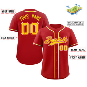 Custom Red Yellow-White Classic Style Authentic Baseball Jersey