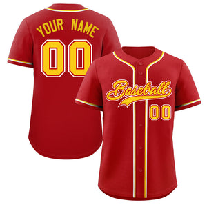 Custom Red Yellow-White Classic Style Authentic Baseball Jersey