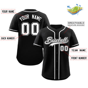 Custom Black White-Gray Classic Style Authentic Baseball Jersey