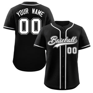 Custom Black White-Gray Classic Style Authentic Baseball Jersey