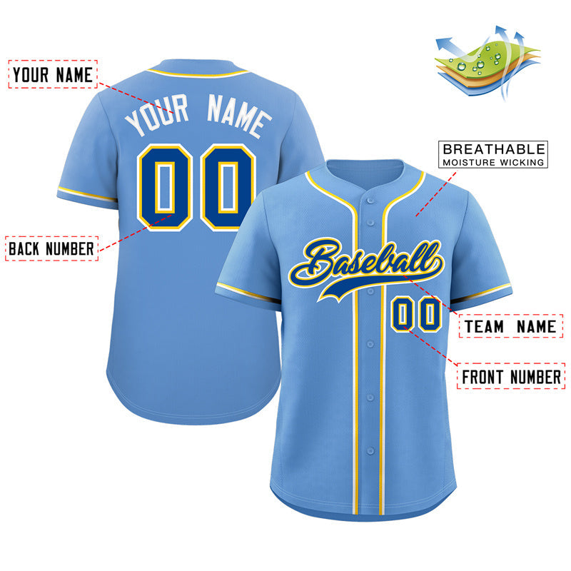 Custom Sky Blue Baseball Jersey White Authentic - FansIdea