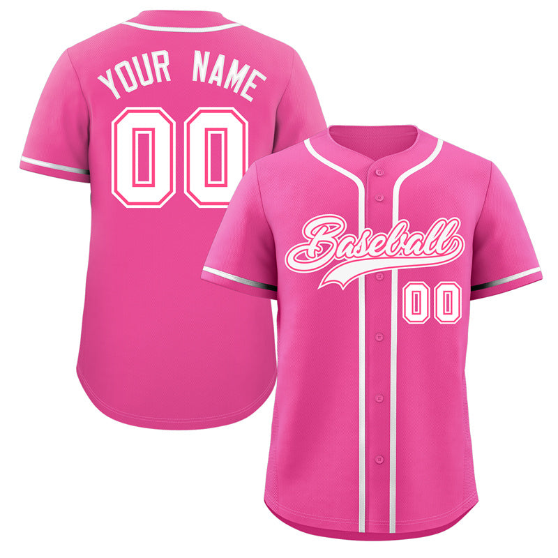 Custom Pink White-Pink Classic Style Authentic Baseball Jersey