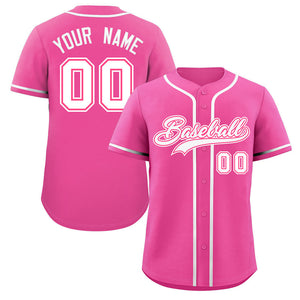 Maillot de baseball authentique de style classique rose blanc-rose personnalisé