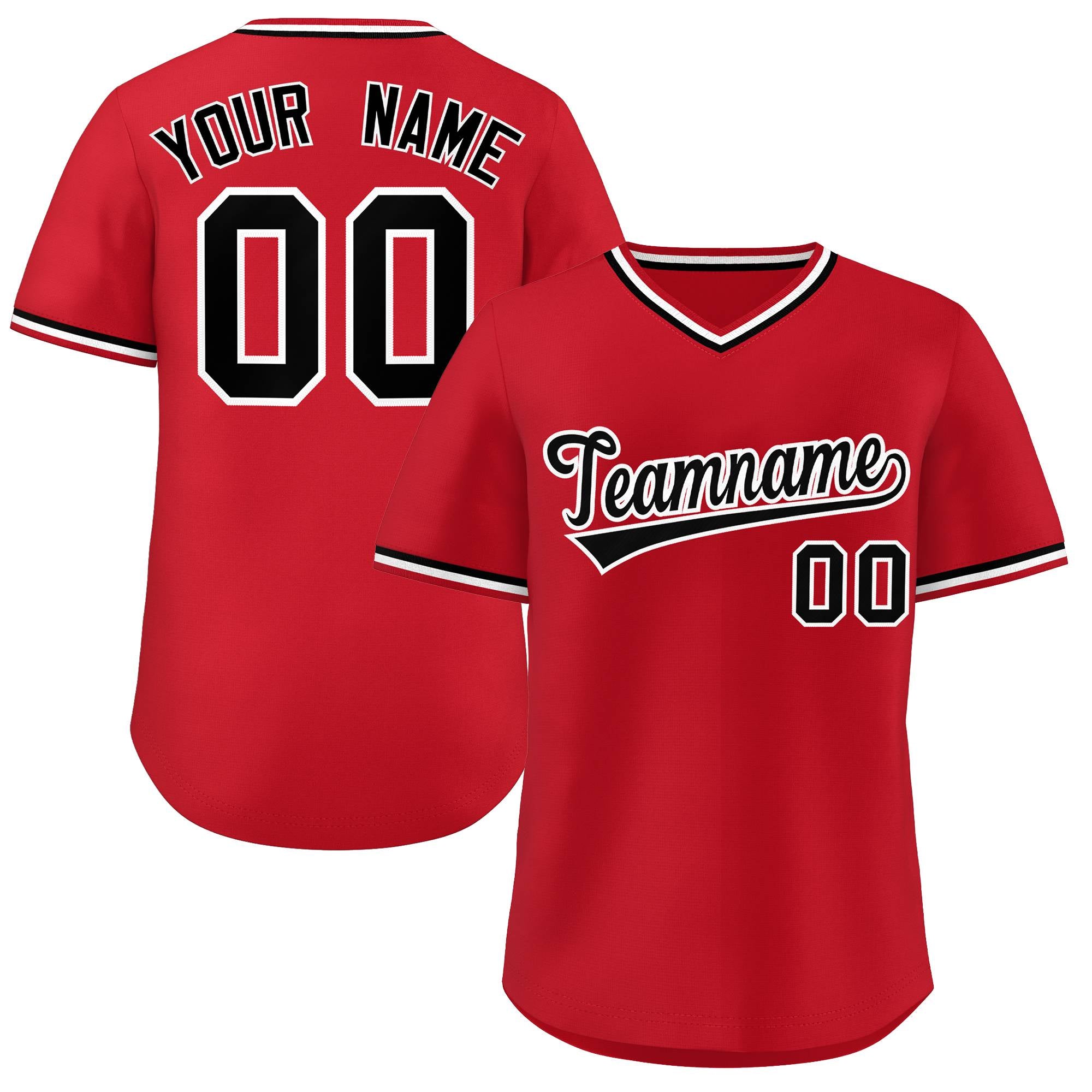 Maillot de baseball personnalisé, pull authentique, rouge, noir et blanc, Style classique, pour l'extérieur