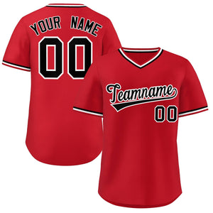 Custom Red Black-White Classic Style Outdoor Authentic Pullover Baseball Jersey