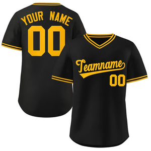 Maillot de baseball authentique, personnalisé, noir, jaune, style classique, pour l'extérieur, pull authentique