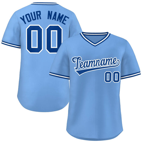 Custom Light Blue Royal-White Classic Style Outdoor Authentic Pullover Baseball Jersey