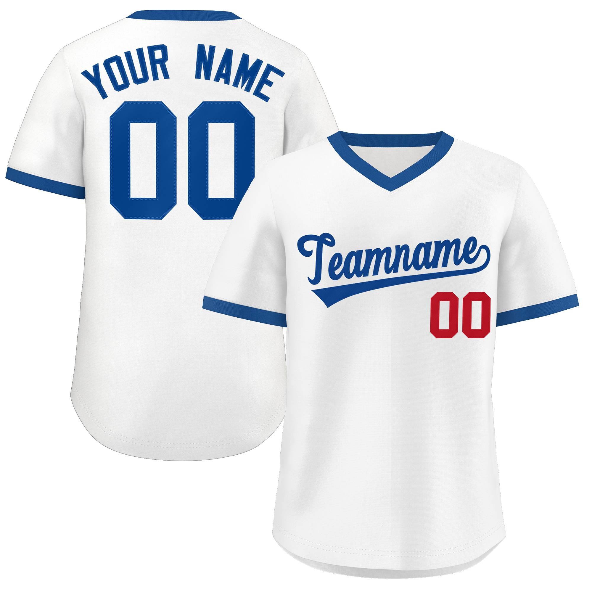 Custom White Royal-Red Classic Style Outdoor Authentic Pullover Baseball Jersey