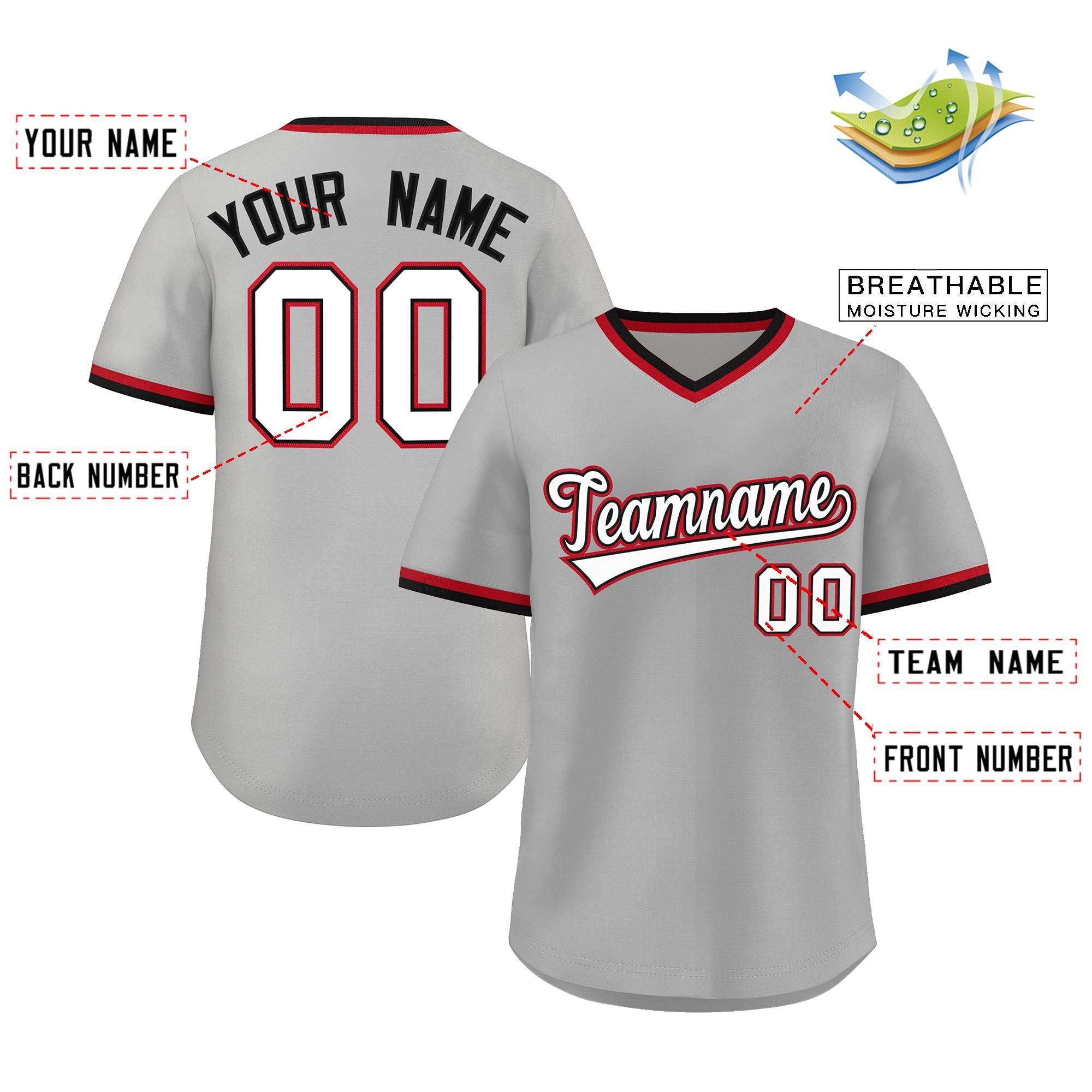 Custom Gray White-Black Classic Style Outdoor Authentic Pullover Baseball Jersey