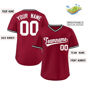 Custom Crimson Classic Style Outdoor Authentic Pullover Baseball Jersey