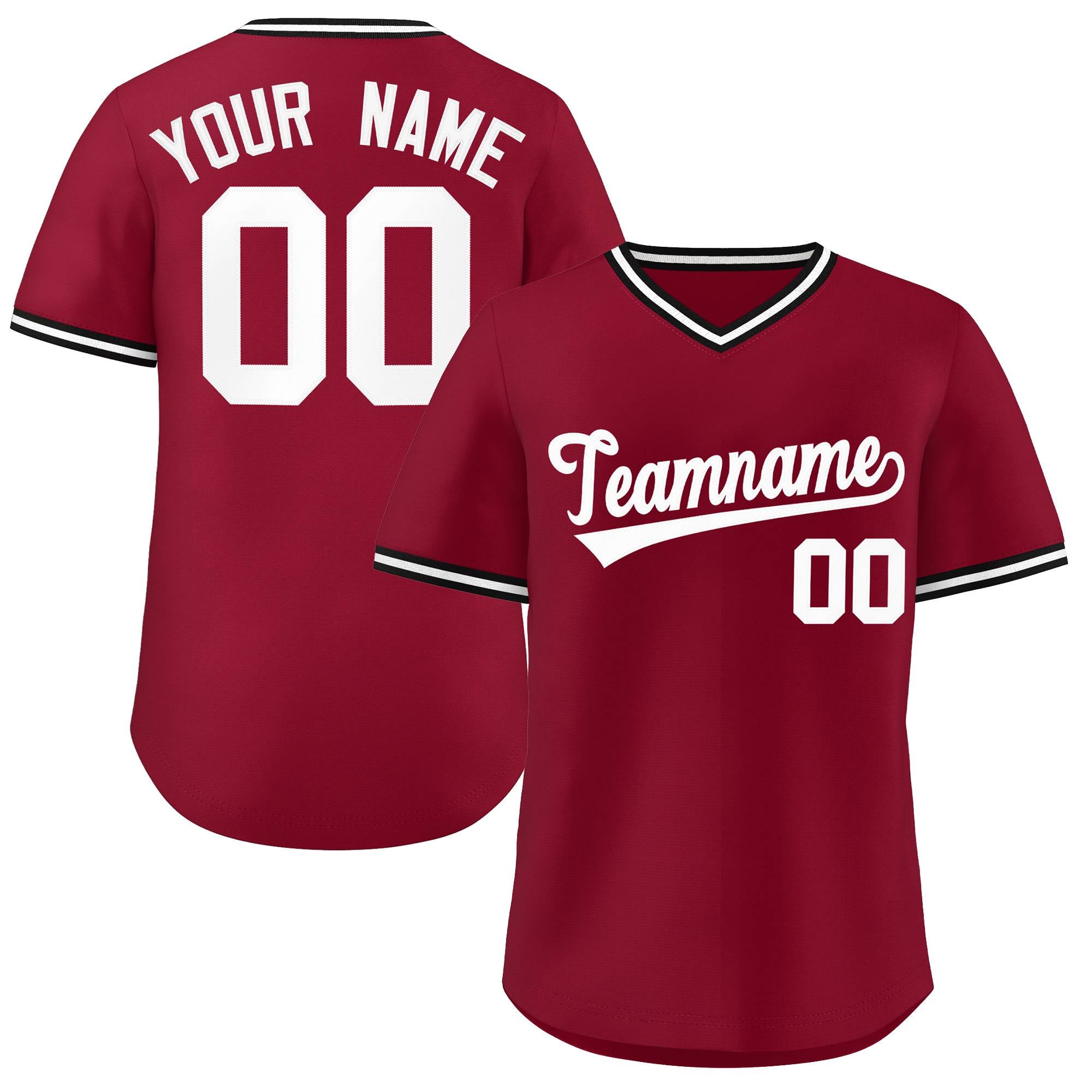 Maillot de baseball authentique pour extérieur, style classique, cramoisi personnalisé